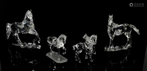 Swarovski Foals no.627637, Mare / Horse no. 860864, and Stallion no. 898508, all with box, and