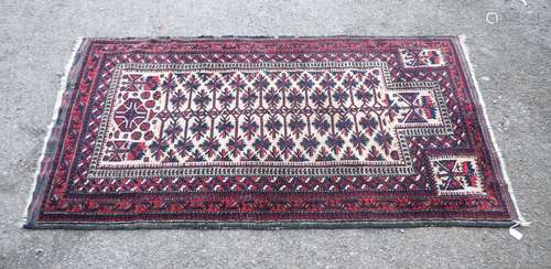 Bellouch red ground prayer rug, 156cm x 87cm