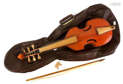 Viol (Viola da Gamba) labelled 'DW Holden Mankinholes... 1975, no. 78', in soft case, with bow