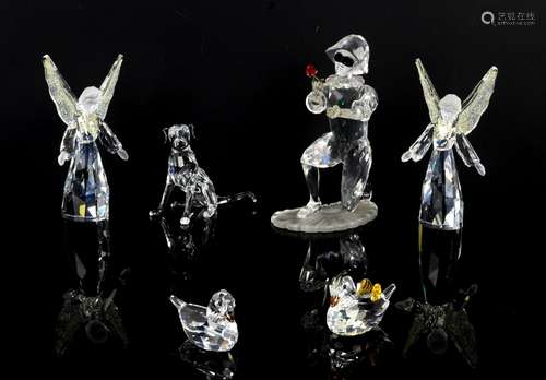 Collection of Swarovski crystal figurines, to include two figures of Angels, both no. 946480, H.11.