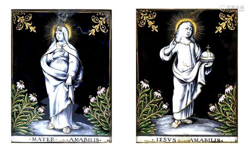 Jacques Laudin ll (French, c1665-1729). Pair of Enamel plaques. ‘Jesus Amabilis’ and ‘Mater