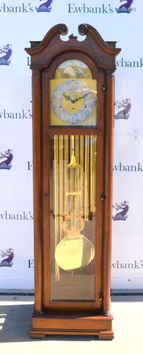 20th century longcase clock by Colonial of Zeeland, arched dial with Arabic numerals, subsidiary