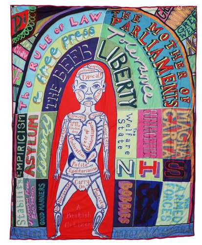 § Grayson Perry RA (British, b.1960). 'Comfort Blanket'. Tapestry printed in colours, 2014, with the