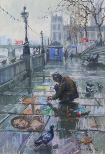 Ian Hay (British, b.1940), 'All My Own Work, Westminster', pastel, signed and dated 1996 with artist