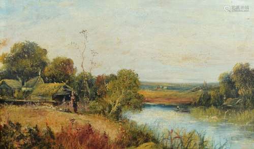 A A Glendening,'Near Abingdon on Thames', oil on board, signed with initials, A. A.G. 29cm x 49cm,