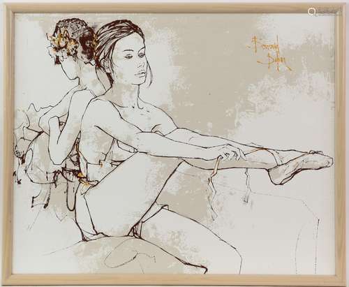 Bernard Dufour. Portrait of a seated Ballerina. Signed upper right. Oil on canvas, 35 x 45cm