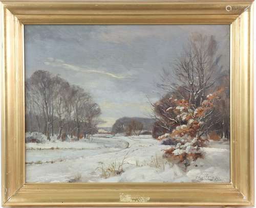 Harald Julius Niels Pryn (Danish, 1891-1968), 'Sollerod', winter landscape, oil on canvas, signed,