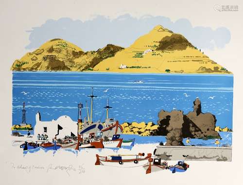 Paul Hogarth OBE RA (British, 1922-2001). 'Harbour at Naousz', limited edition print. Signed, titled