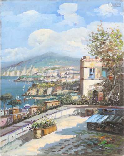 Mario Lupo, 20th century, 'Capri', inscribed verso and dated 1991, oil on canvas, 50cm x 40cm,