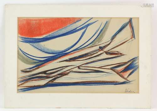 Rudolf Buder (German, 1920-2002). Abstract composition in pastels, signed, 20cm x 31.5cm,