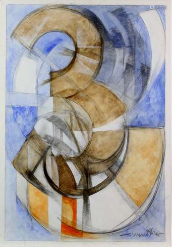 Contemporary Brazilian school, '3', abstract, acrylic on canvas, signed lower right, inscribed