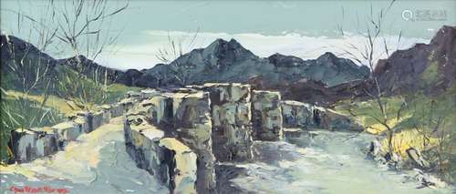 Charles Wyatt Warren (Welsh, 1908-1993), pair of oil on boards of mountainous landscapes, both