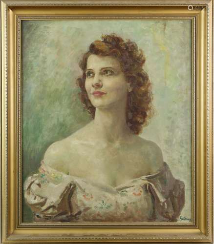 John Thomas Young Gilroy (British, 1898-1985), shoulder length portrait of a lady, signed, oil on