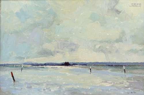 Geoffrey Chatten (British, b.1938). 'Breydon from the South Wall - Norfolk', oil on board, signed