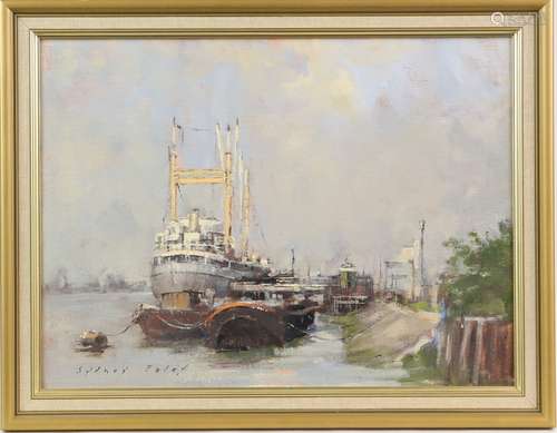 Sydney Foley (British, 1916-2001). 'Kew Bridge', oil on canvas, signed, 35cm x 45cm, 'The Freighter,