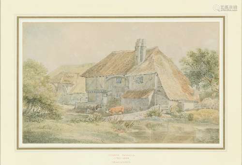 Joseph Powell, 18th/19th century, watercolour, cottage near Esher, 12cm x 19cm,