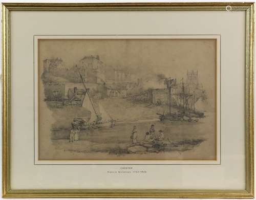 Attributed to Francis Nicholson (British, 1753-1844), 'Chester', pencil drawing, unsigned, 24 x 34cm