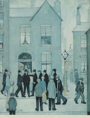 After L S Lowry, limited edition print, 'The Arrest', 130/850, 54cm x 32cm.