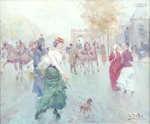 J. Soper, a pair of early 20th century Parisian street scenes, oil on board, both signed, 36.5 x