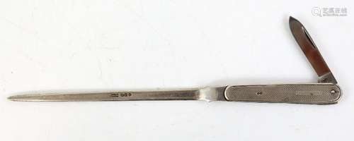 George VI silver combination letter opener and pencil sharpener/cutter, by Mappin and Webb,