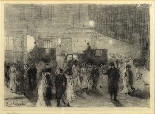 Mario Natale Biazzi, Coaches and figures, etching, signed in pencil, 25cm x 34cm together with a