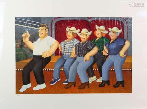 Beryl Cook (British, 1926-2008). 'Line Dancing', limited edition silkscreen print, signed, titled