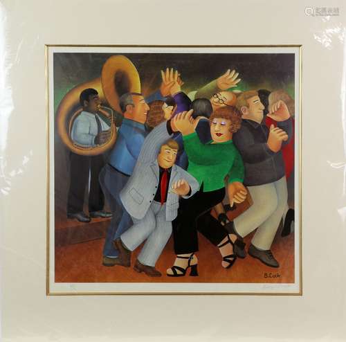 Beryl Cook (British, 1926-2008). 'Jiving To Jazz', limited edition photolithograph published by