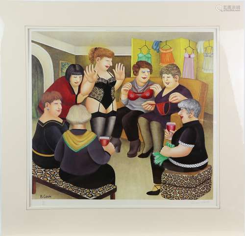 Beryl Cook (British, 1926-2008). 'Party Girls', limited edition photolithograph published by