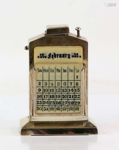 George V novelty combination desk/table top calendar and table lighter by Sanders & Henry Arthur