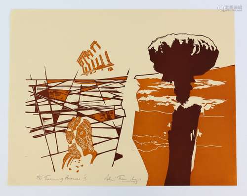 Peter Thursby (British, 1930-2011). Three woodcut prints, 1973: 'Turning Bronzes V', signed,