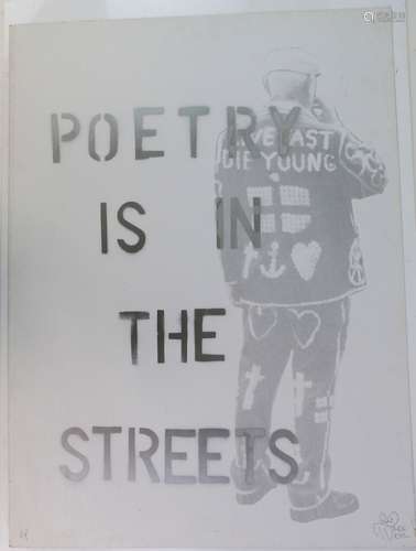 Pure Evil (British, b.1968). 'Poetry Is In The Streets', limited edition screen-print, signed in