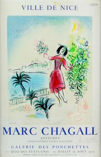 § Marc Chagall (French, 1887–1985) signed lithographic poster advertising the 'Ville de Nice'