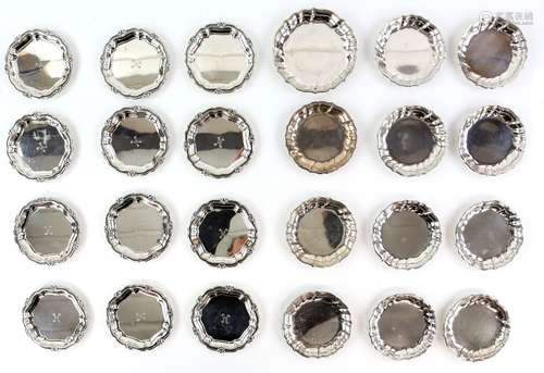 Danish silver set of twelve coasters, by Isak S. Jensen, Denmark 1952, each with shaped hexagonal