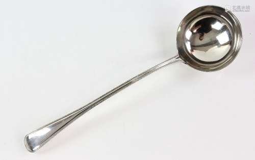 Victorian silver ladle, by Chawner & Co, London 1871, the stem with beaded border, the bowl plain,