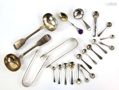 Group of silver and white metal items including a Victorian pair of ladles, by Elizabeth Eaton,