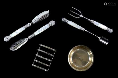 Small group of silver and plated items to include a Scottish silver armada dish, by Hamilton &