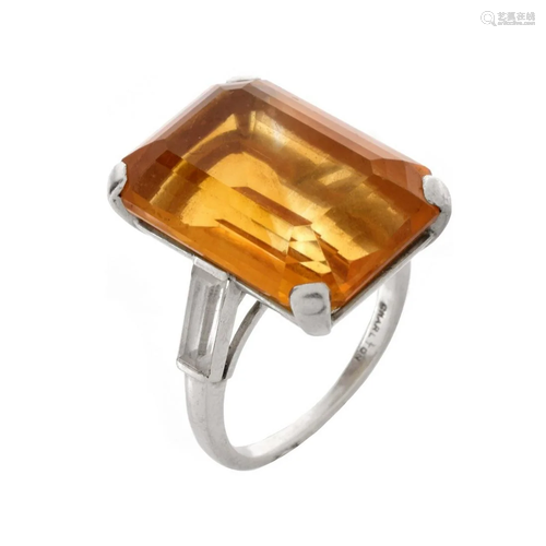 Citrine and Platinum Ring