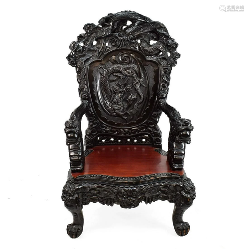 Large Chinese Throne Armchair