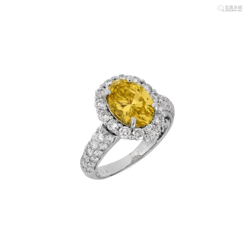 Canary Yellow Diamond and 18K Ring