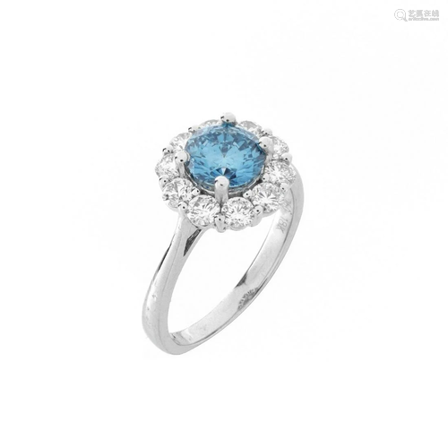 Sky Blue Diamond and 18K Ring