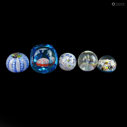 Collection of Five Glass Paperweights