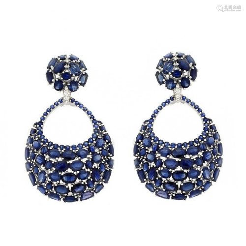 Sapphire, Diamond and 18K Earrings