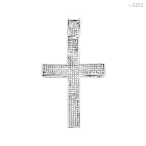 Large Diamond and 14K Cross Pendant