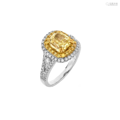 GIA Fancy Light Yellow Diamond Ring