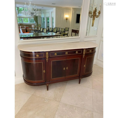 Louis XVI Style Half Moon Marble Top Side Board