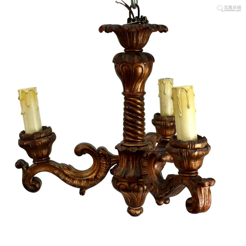 Antique French Gilt Wood Chandelier