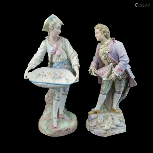 Two Meissen style Bisque Figures