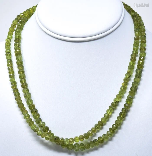 Double Row Natural Peridot Bead Necklace