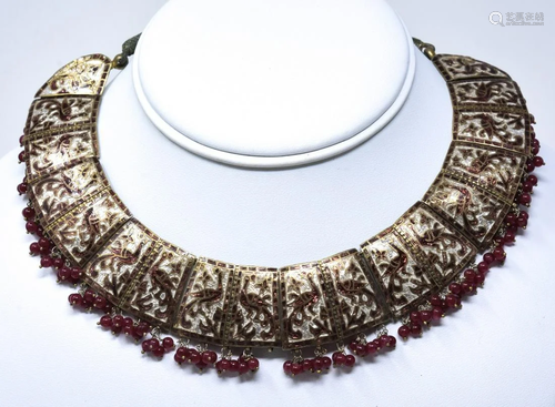 Hand Made Indian Enamel Champleve Necklace