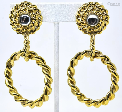 C 1980s Pair Gilt Rope Twist Clip Earrings